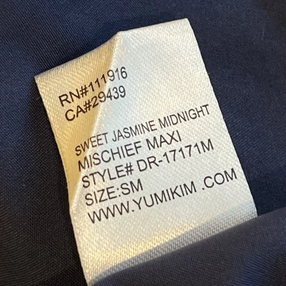 Yumi Kim Sweet Jasmine Midnight Mischief Maxi Dress Blue Strapless Silk Sz Small - Picture 7 of 8